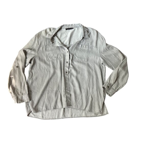 Jane + Delancey Womens Gray Button-Up Shirt XL With Roll-Tab Sleeves - Picture 15 of 16